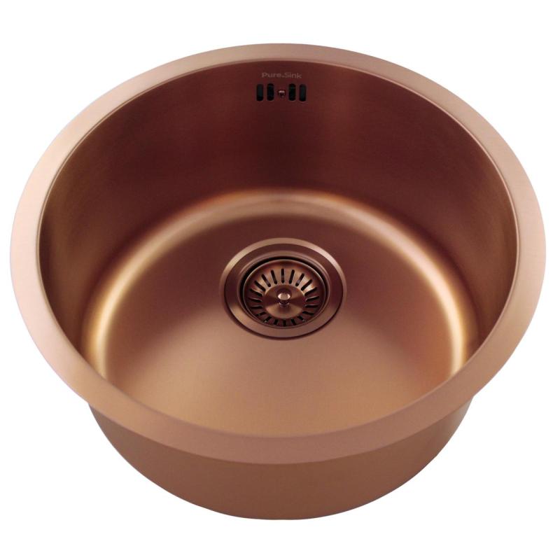 Pure.Sink Rondo Kuparinen Pyöreä Pesuallas tasoon upotettava, alapuolelta kiinnitettävä ja päälle asennettava 38 cm PRN38-62