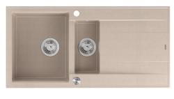 Quadri Luton pearl beige graniitti päälle asennettava 1,5 allas tiskipöydällä, kääntyvä 100x50cm, ruostumattomasta teräksestä valmistettu tulppa 1208971794