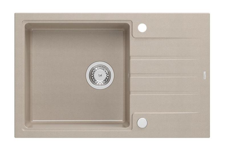 Quadri Cardigan Pearl Beige graniittinen päälle asennettava tiskiallas, jossa on kuivausalue, kääntyvä 78x50cm 1208971816