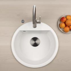 GraniteMy Bremen pyöreä 43 cm valkoinen graniittiallas, päälle ja alle asennettava, hana-aukolla ja automaattisella gun metal -tulppa 1208971849