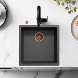 Ausmann Fibre musta pesuallas 40x40cm ala- ja päälleasennus sekä tasoon upotettava automaattisella kuparitulpalla 1208971852