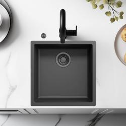 Ausmann Fibre musta tiskiallas 40x40cm ala-, päälle- ja tasoon upotettava automaattisella gun metal -pistokkeella 1208971854