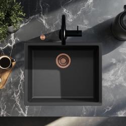 Ausmann Fibre musta pesuallas 50x40cm ala- ja päälleasennus sekä tasoon upotettava automaattisella kuparitulpalla 1208971858