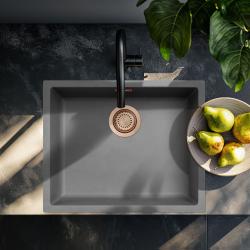 Ausmann Fibre betoniharmaa allas 50x40cm ala-, päälle- ja tasoon upotettava, kuparitulppa 1208971884