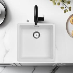 Ausmann Fibre valkoinen tiskiallas 40x40cm ala- ja päälleasennus sekä tasoon upotettava automaattisella rst-tulppalla 1208971891