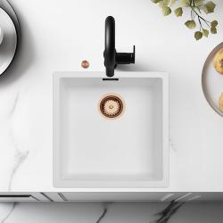 Ausmann Fibre valkoinen pesuallas 40x40cm ala-, päälle- ja tasoon upotettava automaattisella kuparitulpalla 1208971893