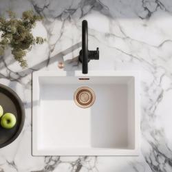 Ausmann Fibre valkoinen pesuallas 50x40cm alapuoli, päälle asennus ja tasoinen asennus automaattisella kuparitulpalla 1208971900