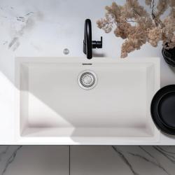 Ausmann Fibre valkoinen suuri pesuallas 70x40cm ala-, päälle- ja tasoon upotettava automaattisella RST-tulpalla 1208971904