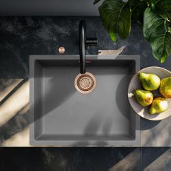 Ausmann Fibre betoninen harmaa allas 50x40cm alakaappiin, päälle ja tasoon upotettava automaattisella kuparitulpalla 1208971917