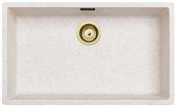 Ausmann Fibre sand white large sink 70x40cm undermount, countertop and flush mount with automatic gold plug 1208971938
