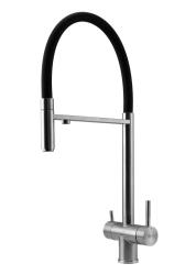 Pure.Sink Elite Steel Flex 3-tie ruostumaton teräskeittiöhana joustavalla ulostulolla ja suodatetulla vedellä PS8110-02