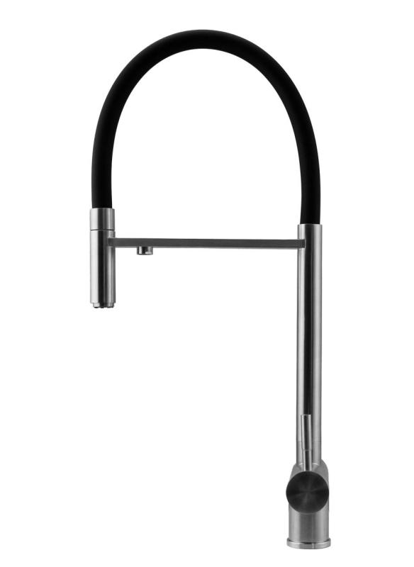 Pure.Sink Elite Steel Flex 3-tie ruostumaton teräskeittiöhana joustavalla ulostulolla ja suodatetulla vedellä PS8110-02