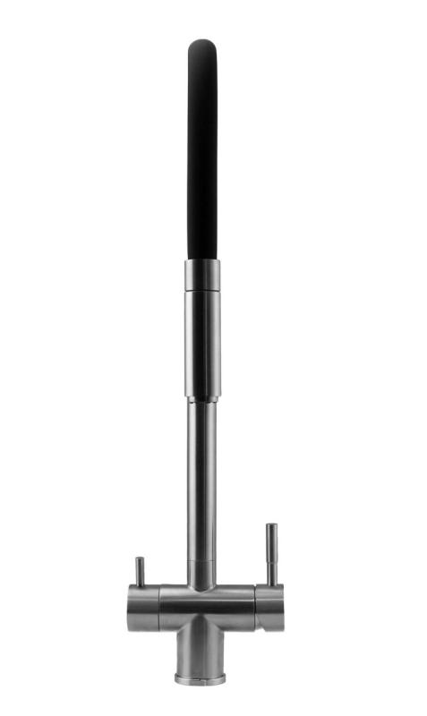 Pure.Sink Elite Steel Flex 3-tie ruostumaton teräskeittiöhana joustavalla ulostulolla ja suodatetulla vedellä PS8110-02