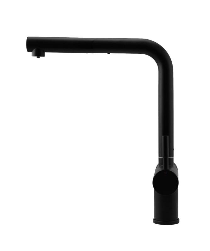 Pure.Sink Elite Steel Clear-S Mat musta 3-tie keittiöhana vedettävällä suuttimella ja suodatetulla vedellä PS8120-10