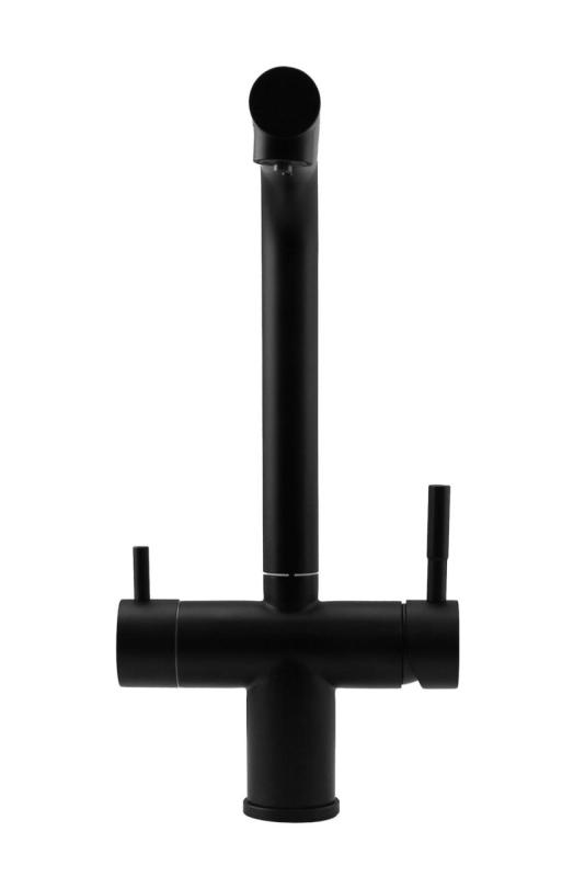 Pure.Sink Elite Steel Clear-S Mat musta 3-tie keittiöhana vedettävällä suuttimella ja suodatetulla vedellä PS8120-10