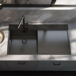 Pure.Sink Exclusivo Gun metal -tiskialtaan ja tippualtaan 100x52 cm Tapwing vasen PEX47100LT-61