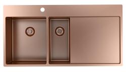 Pure.Sink Exclusivo Kupari 1,5  tiskialtaan ja tippualtaan 100x52 cm Hana vasemmalla PEX3418100LT-62