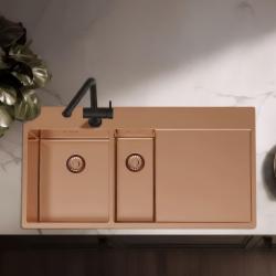 Pure.Sink Exclusivo Kupari 1,5  tiskialtaan ja tippualtaan 100x52 cm Hana vasemmalla PEX3418100LT-62