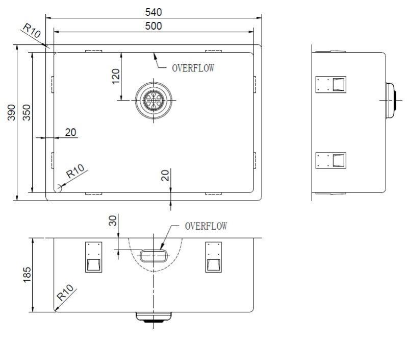 Pure.Sink Exclusivo Erikoismallinen 35 cm pitkä kultainen pesuallas 50 x 35 cm, 10 mm:n säde PEX5035-60