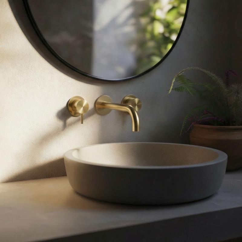 Waterevolution Flow 3-reikäinen upotettava pesuallashana PVD valkokulta, ulostulo 15 cm T1163FWGE-15