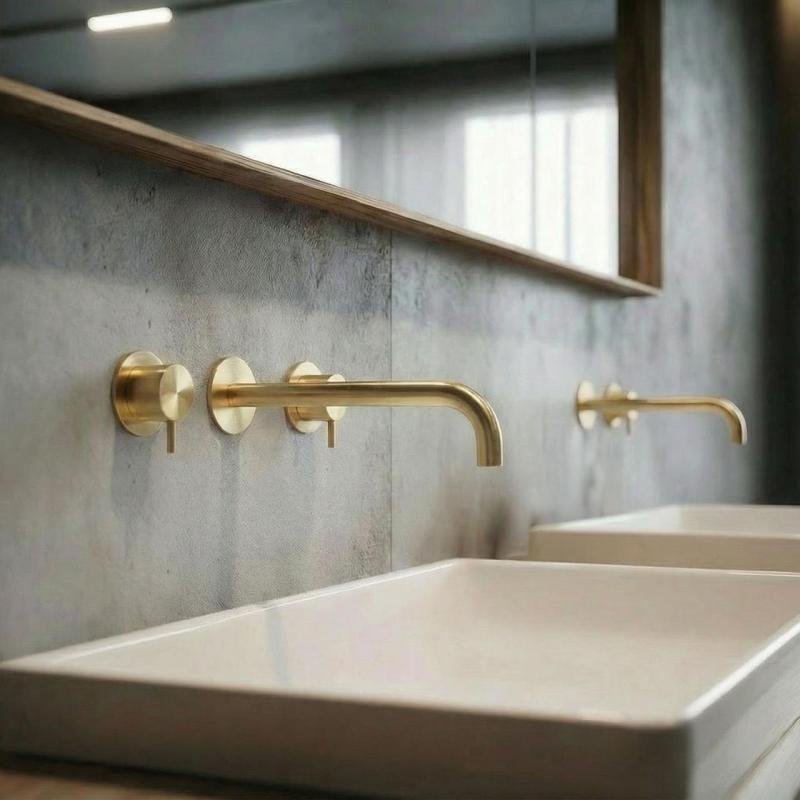 Waterevolution Flow 3-reikäinen upotettava pesuallashana PVD valkokulta, ulostulo 21 cm T1163FWGE-21