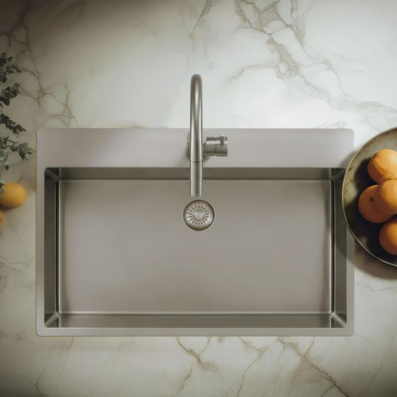 Pure.Sink Exclusivo Ruostumaton teräs, suuri pesuallas 75 x 40 cm, Tapwing, hananreikä PEX7540T-02