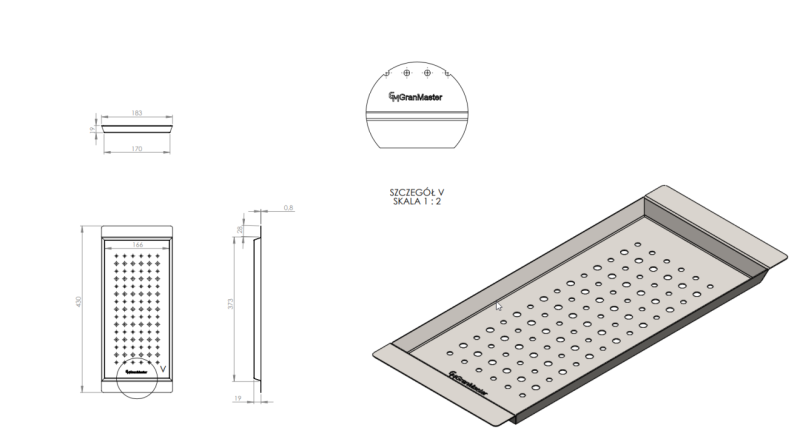 Massimo-lisävaruste, sisäkori, musta matta, 183 x 430 x 19 mm