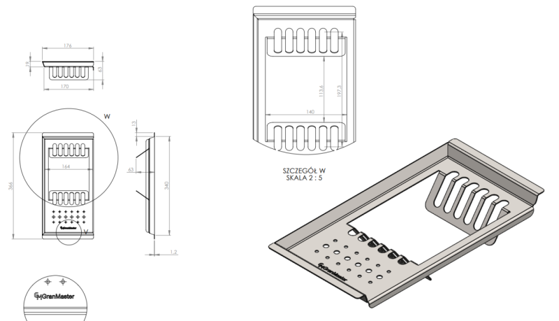 Massimo-lisävaruste, levyalusta, musta matta, 366 x 176 x 63 mm