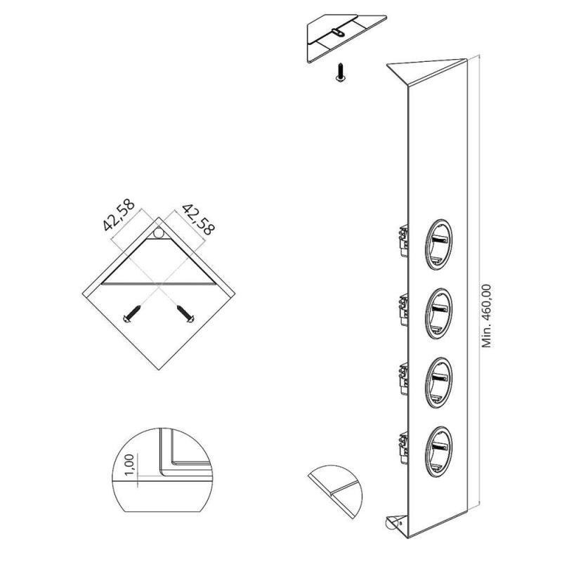 Indux Corner Еnergiezuil, 4 pistorasiaa, maadoitettu, musta 1208972307