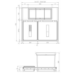 Indux Sort Jätejärjestelmä 2-osainen Käsikäyttöinen ulosvedettävät laatikot 1208972319