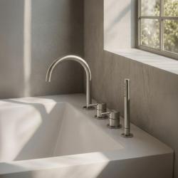 MURO TUA upotettava kylpyammeen reunamikseri pyöreällä ulostulolla ja ulosvedettävällä käsisuihkulla, kromi 1208972441