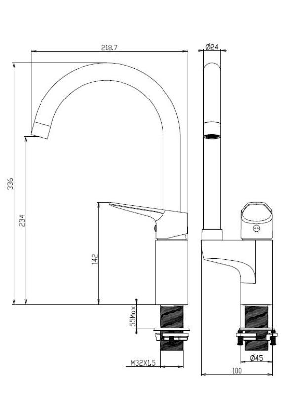 Aquanello Casa Keittiöhanat Kromi, yläkahva CR-1202-CS