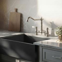 Aquanello Heritage Manor Klassinen keittiö Nostalginen silta Keittiöhanat Kromi ja valkoinen vipu CR-0010-HM