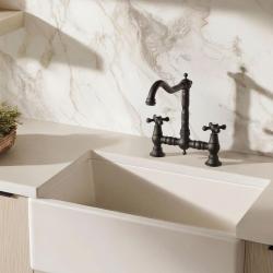 Aquanello Heritage Ascot Klassinen keittiö, nostalginen silta-hanamalli, musta, ristivipuvivulla, BL-4001-HA