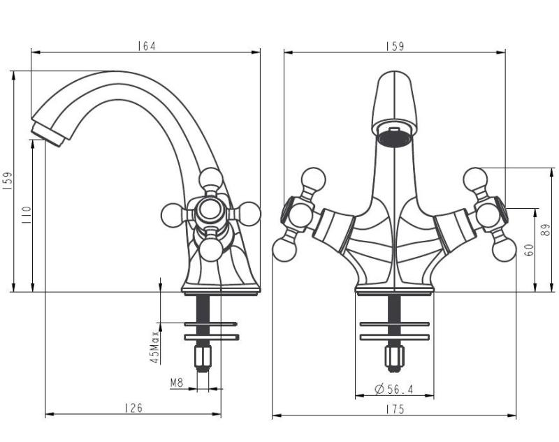 Aquanello Heritage Ascot Klassinen nostalginen pesuallashana kromi CR-4101-HA