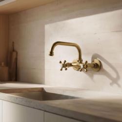 Aquanello Heritage Ascot Klassinen keittiön seinähana, ylävirtaus, pronssi BN-4110-HA