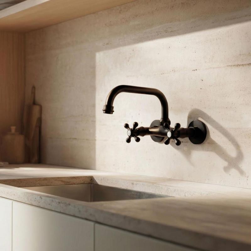 Aquanello Heritage Ascot Klassinen keittiöseinähana, ylävirtaus, musta BL-4110-HA