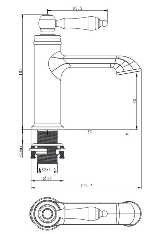 Aquanello Heritage Manor Klassinen nostalginen pesuallashana, pronssi BN-1001-HM