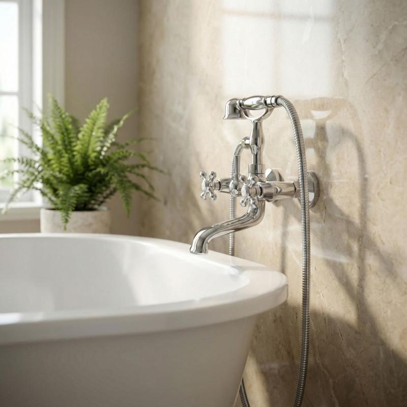 Aquanello Heritage Ascot Klassinen seinäasennettava kylpyhuonehanat, kromi, käsisuihku CR-3002-HA