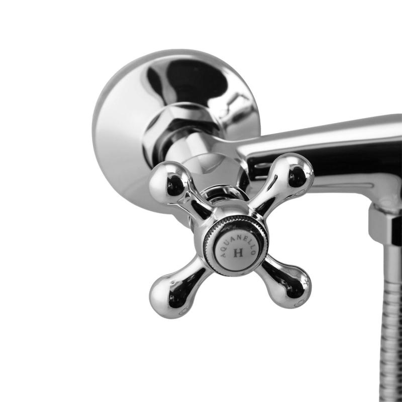 Aquanello Heritage Ascot Klassinen seinäasennettava suihkuhanasarja tähtikahvoilla, kromi, käsisuihku mukaan lukien CR-2002-HA