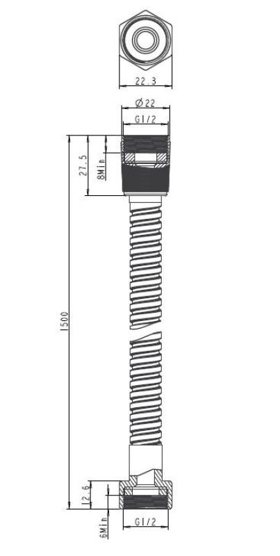 Aquanello Heritage Collection Suihkuletku  150 cm ruostumaton teräs NB-9002-HC
