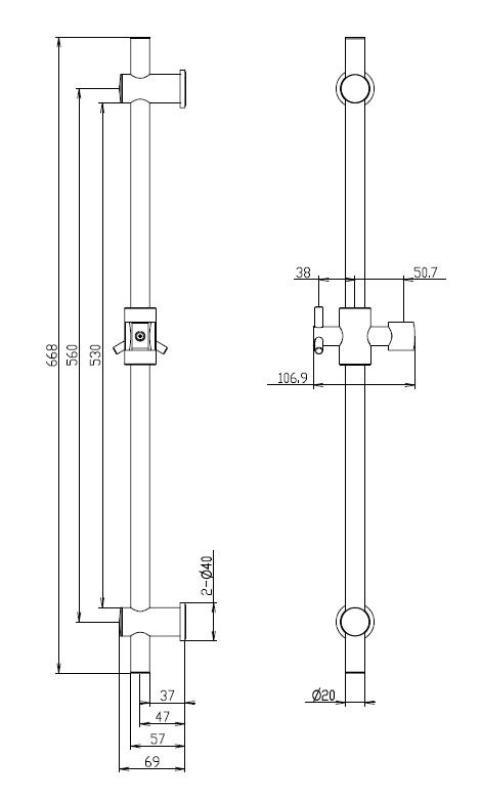 Aquanello Heritage Collection Klassinen liukutanko 668 mm ruostumaton teräs NB-9004-HC