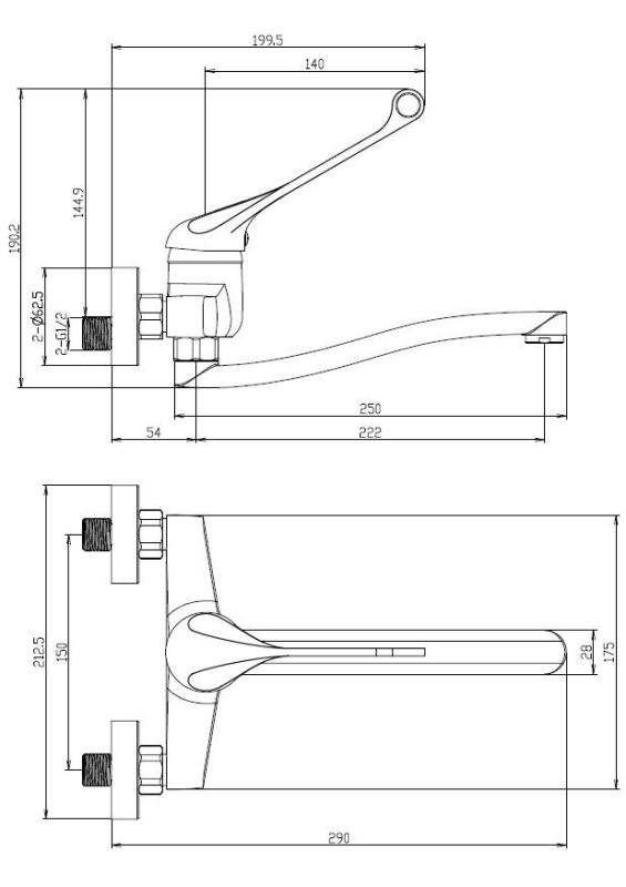 Aquanello Medic Keittiön seinähana pitkällä kahvalla, kromi CR-1005-MD
