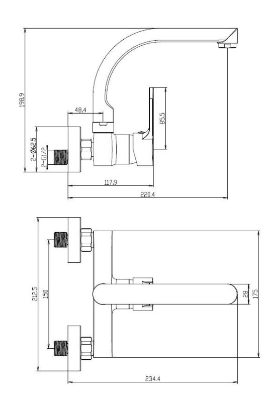 Aquanello Casa Keittiön seinähana  ylösvirtauksella Kromi CR-1003-CS