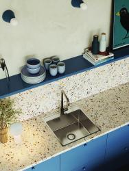 Aquadesign Plana Ruostumaton teräs, uppoasennettava pesuallas 48 x 49 cm, hananreikä, mukaan lukien sifoni ja Clickclack-tyhjennystulppa 1208972559